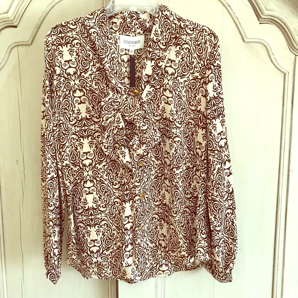 NWT - “Lion” Elizabeth McKay Silk Blouse. Sz 10